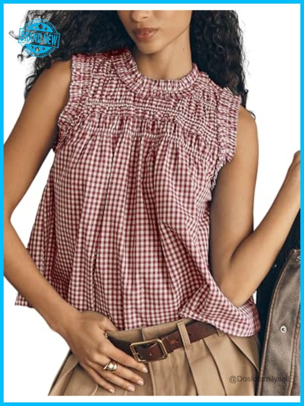 Sleeveless Plaid Babydoll Peplum Tank Top Women Casual Ruffle